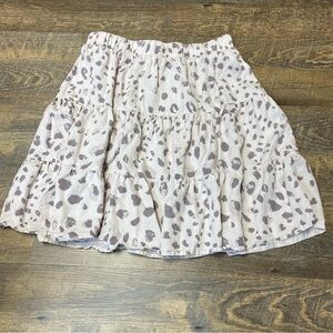Cloth & Stone Skirt Blush Leopard Print Tiered Elastic Waist Large Anthropologie